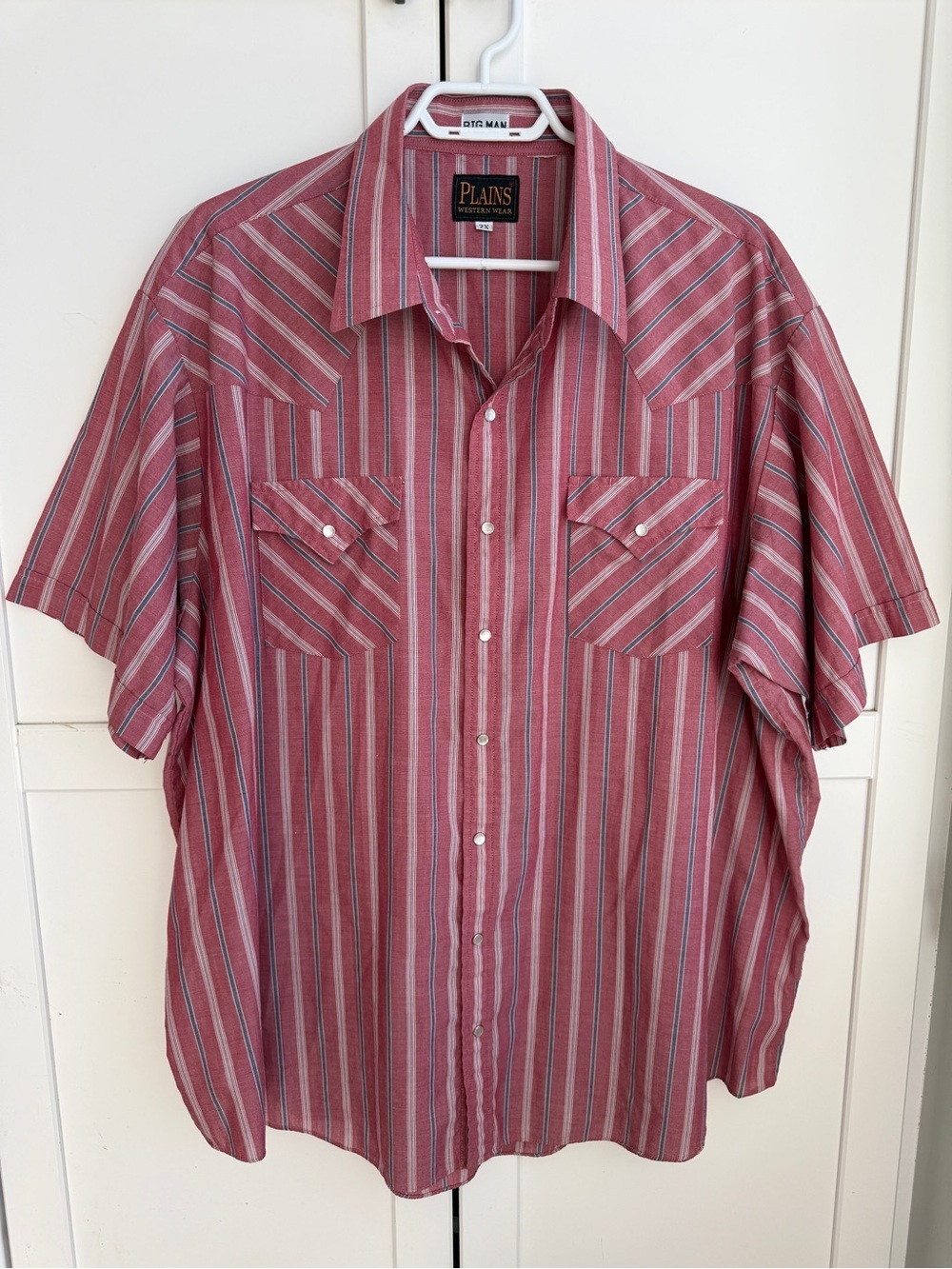 Plains Western Wear Big Man 2X Red Stripe Pearl Snap Western Shirt Ranchwear